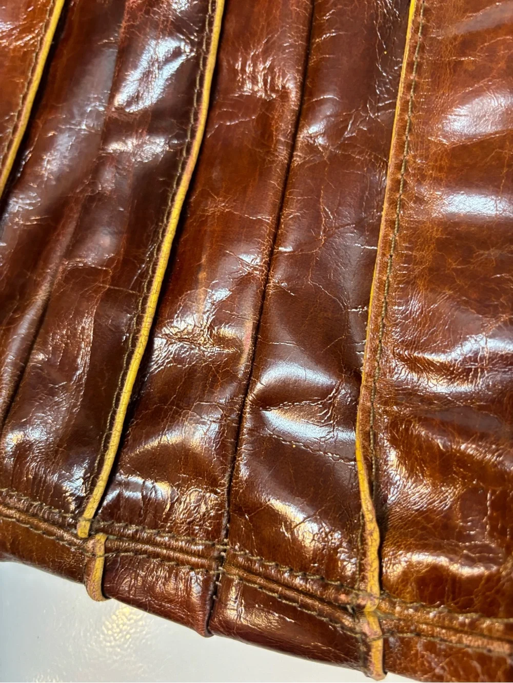 Classic Brown Leather Pleated Tote/Purse, Milano Bags, fall, vintage, luxe